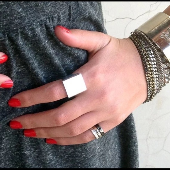 Statement Cocktail Wide Silver/Gold Ring Resizable - Picture 2 of 7